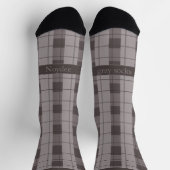 Gray and Grey Plaid, Text on Foot Sokken (Top)