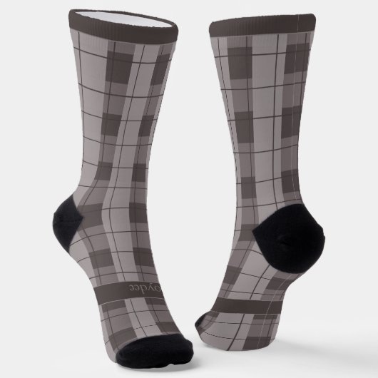 Gray and Grey Plaid, Text on Foot Sokken (Gebogen)