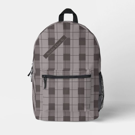 Gray and Grey Plaid, Your Name Bedrukte Rugzak (Voorkant)