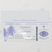 Gray and Lavender Mexico Boarding Pass Wedding Kaart (Voorkant / Achterkant)