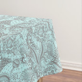 Gray and Light Blue Abstract Floral Monogram Tafelkleed (Voorbeeld)