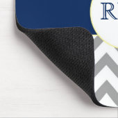 Gray and Navy Chevron Striped Monogram Mousepad Muismat (Hoek)