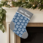 Gray and Navy Dog Paw Print Pattern Kleine Kerstsok