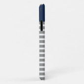 Gray and Navy Striped Pattern Monogram Case-Mate iPhone Case (Achterkant/rechts)