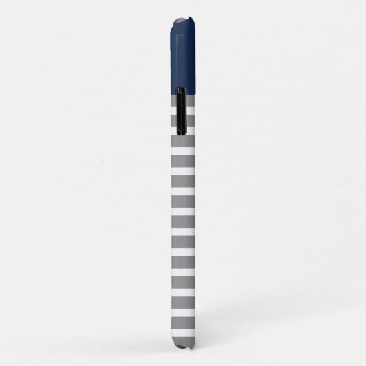 Gray and Navy Striped Pattern Monogram Case-Mate iPhone Case (Achterkant/rechts)