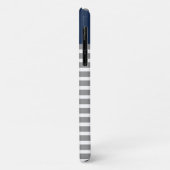 Gray and Navy Striped Pattern Monogram Case-Mate iPhone Case (Achterkant/links)
