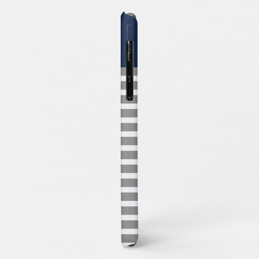Gray and Navy Striped Pattern Monogram Case-Mate iPhone Case (Achterkant/links)