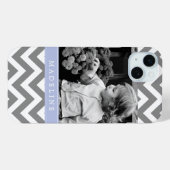 Gray and Periwinkle Zigzags Persoonlijke foto Case-Mate iPhone Case (Achterkant (horizontaal))