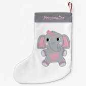 Gray and Pink Animated Baby Elephant Christmas Kleine Kerstsok (Achterkant)