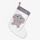 Gray and Pink Animated Baby Elephant Christmas Kleine Kerstsok (Voorkant (Hangend))