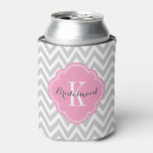 Gray and Pink Chevron Monogram Blikjeskoeler (Blikje Voorkant)
