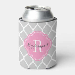 Gray and Pink Moroccan Quatrefoil Monogram Blikjeskoeler