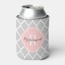 Gray and Pink Moroccan Quatrefoil Monogram Blikjeskoeler