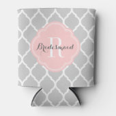 Gray and Pink Moroccan Quatrefoil Monogram Blikjeskoeler (Voorkant)