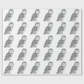 Gray and White Barn Owls Pattern Wrapping Paper Cadeaupapier (Vlak)