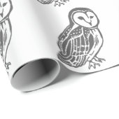 Gray and White Barn Owls Pattern Wrapping Paper Cadeaupapier (Rol Hoek)