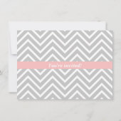 Gray and White Chevron Girl Baby shower Foto Kaart (Achterkant)