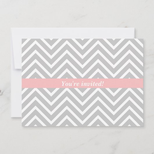 Gray and White Chevron Girl Baby shower Foto Kaart (Achterkant)