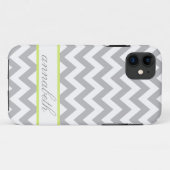 Gray and White Chevron Green Monogram Case-Mate iPhone Case (Achterkant (horizontaal))