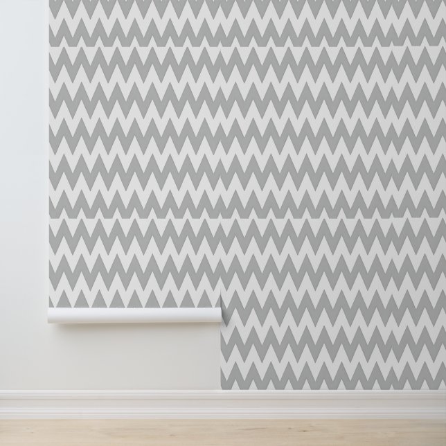 Gray and white Chevron Pattern  Behang (Applicatie)