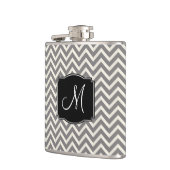Gray and White Chevron Pattern met Monogram Heupfles (Links)