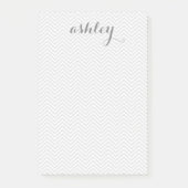 Gray and White Chevron Pattern Persoonlijke naam Post-it® Notes (Voorkant)