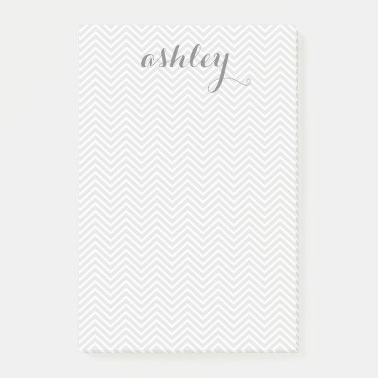 Gray and White Chevron Pattern Persoonlijke naam Post-it® Notes (Voorkant)