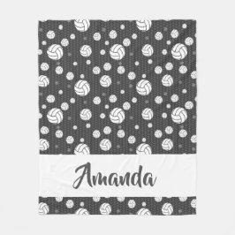 Gray and White Chevron Volleyball Pattern Fleece Deken