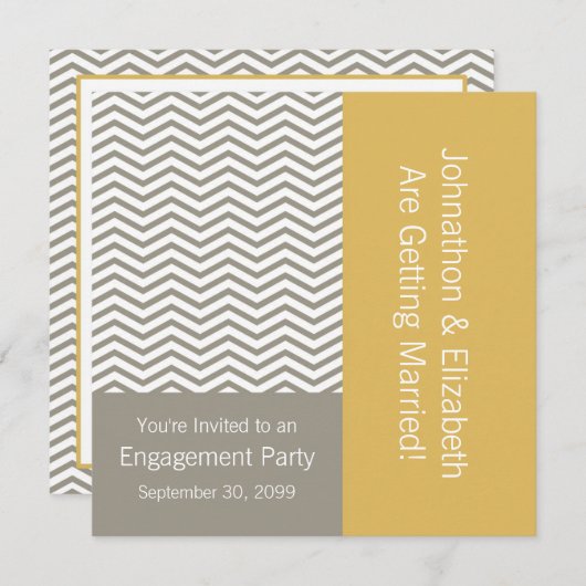 Gray and White Chevron Wedding Party Kaart (Voorkant / Achterkant)