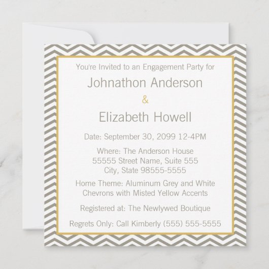 Gray and White Chevron Wedding Party Kaart (Achterkant)