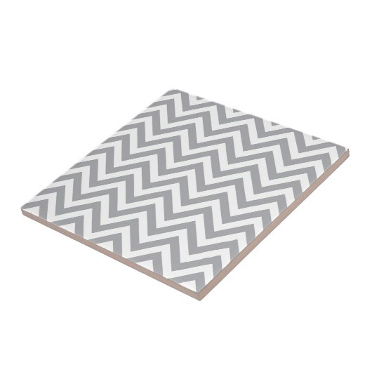 Gray and White Chevron Zigzag Pattern Tegeltje (Zijkant)