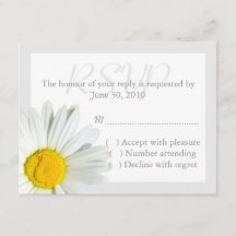 Gray and White Daisy Wedding RSVP Reply Card