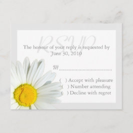 Gray and White Daisy Wedding RSVP Reply Card Kaartje