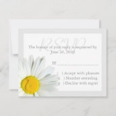 Gray and White Daisy Wedding RSVP Reply Card Kaartje (Voorkant)