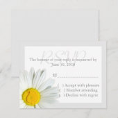 Gray and White Daisy Wedding RSVP Reply Card Kaartje (Voorkant / Achterkant)