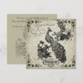 Gray and White Damask Peacock Wedding Invitation Kaart (Voorkant / Achterkant)