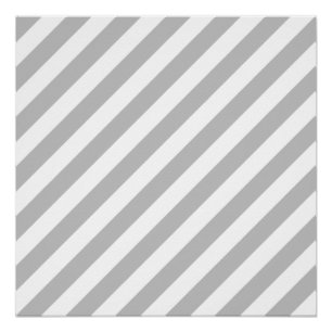 Gray and White Diagonal Stripes Pattern Poster