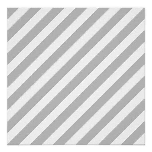 Gray and White Diagonal Stripes Pattern Poster (Voorkant)