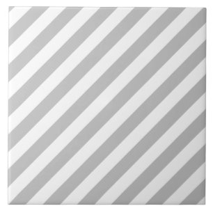 Gray and White Diagonal Stripes Pattern Tegeltje