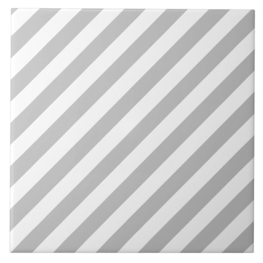 Gray and White Diagonal Stripes Pattern Tegeltje (Voorkant)