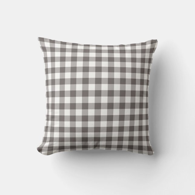 Gray and White Gingham Pattern Kussen (Voorkant)