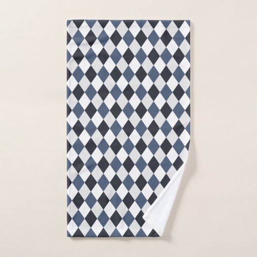Gray and White Harlequin Diamond Pattern Bad Handdoek (Handdoek)