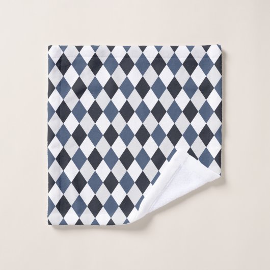 Gray and White Harlequin Diamond Pattern Bad Handdoek (Wasdoekje)