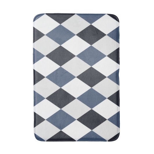 Gray and White Harlequin Diamond Pattern Bath Mat (Voorkant Verticaal)