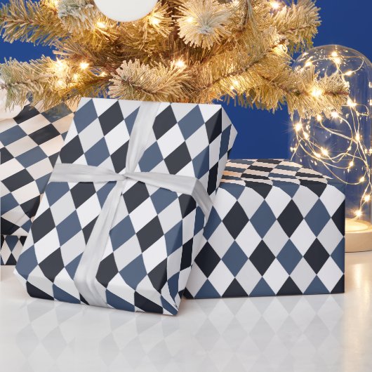 Gray and White Harlequin Diamond Pattern Cadeaupapier (Feestdagen)