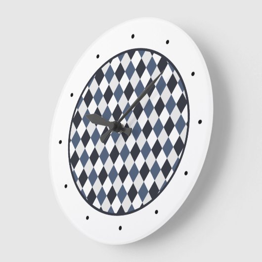 Gray and White Harlequin Diamond Pattern Grote Klok (Hoek)
