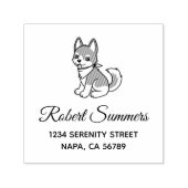 Gray and White Husky Puppy Dog Address Zelfinktende Stempel (Design)