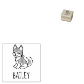 Gray and White Husky Puppy Dog Custom Name 1x1 Rubberstempel (Gestempeld)