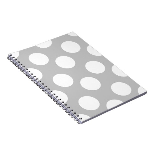 Gray and White Large Polka Dot Notebook Notitieboek (Rechterzijde)