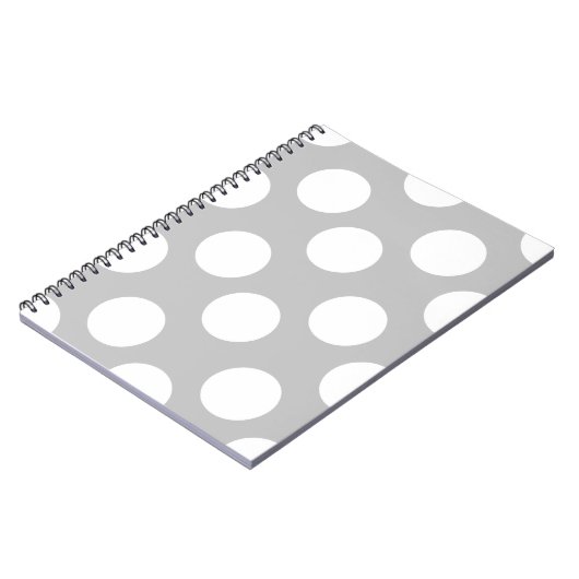 Gray and White Large Polka Dot Notebook Notitieboek (Linkerzijde)